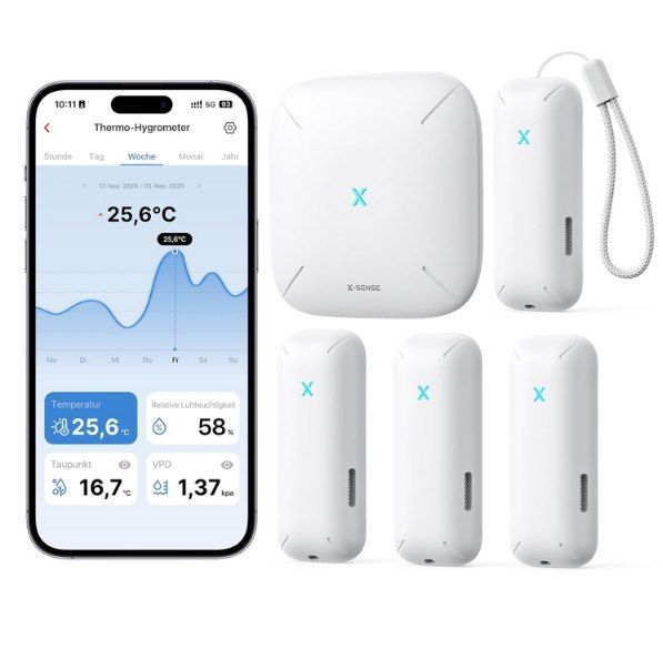 🌡️ X-Sense WLAN Hygrometer mit 4 Sensoren & App-Anbindung für 51,67€ (statt 80€)