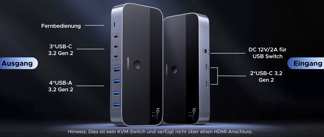 🔀 UGREEN 2 In 7 Out 10Gbps USB Switch für 53€ (statt 59€)