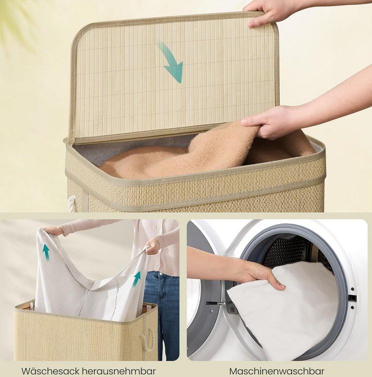 👕 SONGMICS Wäschekorb aus Bambus (90 Liter) für 9,23€ (statt 14€)