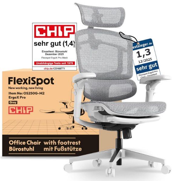 💺 FLEXISPOT ErgoX Pro Mesh mit ausziehbarer Fußstütze für 359,97€ (statt 380€)