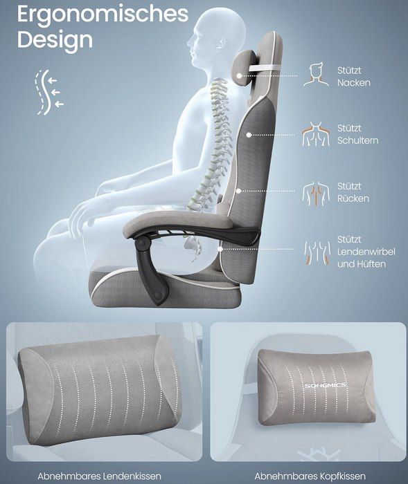 💺 SONGMICS Gamingstuhl Federsitzkissen & Fußstütze für 79,99€ (statt 100€)