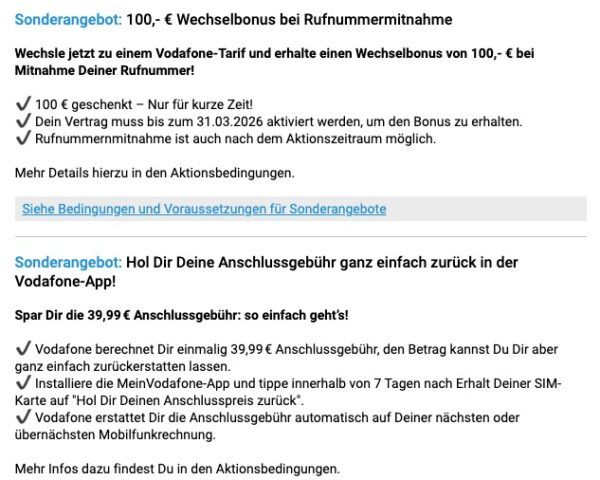 🍏💨 Apple iPhone 17e 256GB für 1€ ➡️ Vodafone Allnet Flat 45GB für 34,99€ mtl.