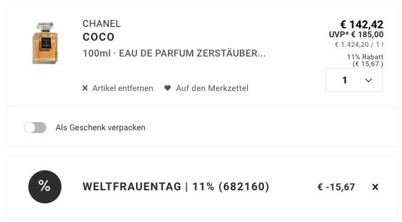 🌺 CHANEL Coco Eau de Parfum 100ml 🧨 für 126,75€ (statt 152€) ➡️ 50ml 92,30€ (statt 117€)