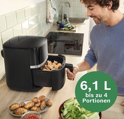 🍗 Bosch XL Heißluftfritteuse mit 6,1L für 79€ (statt 100€)