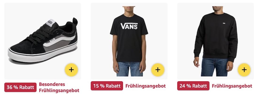 🔝👕👟 Amazon: Vans Frühlings Sale – Kult Sneaker, Pullis, T Shirts im Angebot