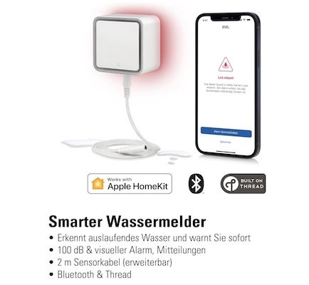 💦 Eve Water Guard   Smarter Wassermelder mit 2m Sensorkabel für 74,95€ (statt 88€)