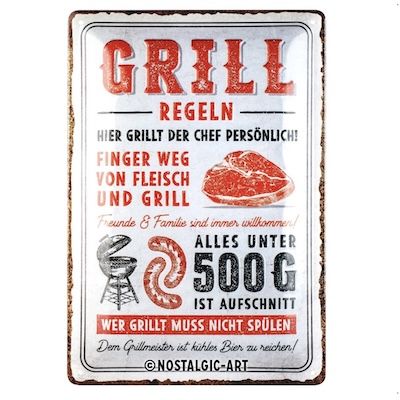 Nostalgic-Art Retro Grillregeln Blechschild mit 20 x 30 cm für 11,66€ (statt 15€)