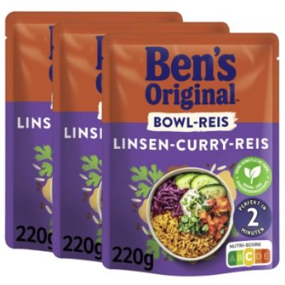 🍛 6x Bens Original Express Bowl-Reis Linsen Curry ab 8,26€ (statt 14€) – nur 1,36€/Packung