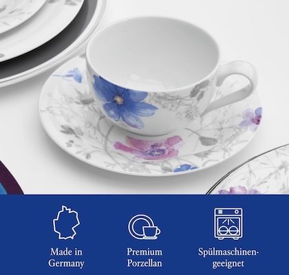 ☕️ Villeroy & Boch   Mariefleur Gris Basic 6 Personen Kaffee Set für 186€ (statt 207€)