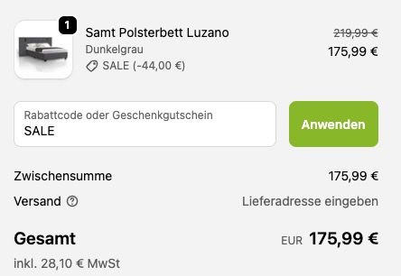 🛌🏻 Juskys Polsterbett Luzano mit Lattenrost, LED Leselicht & Kopfteil für 175,99€ (statt 220€)