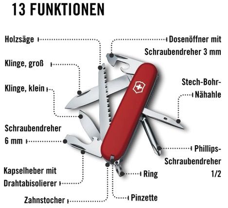 🇨🇭 Victorinox Hiker Taschenmesser mit 13 Funktionen für 22,99€ (statt 29€)