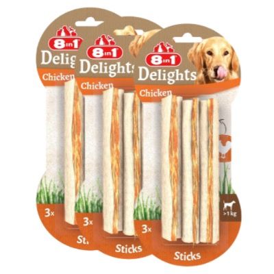 🐕💨 8in1 Delights Chicken 🐓 Sticks mit je 3 Stück 🔥 für 2,80€ (statt 8€)