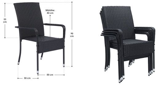 🏠 Juskys Yoro Gartenstuhl 2er Set mit Armlehnen aus Polyrattan für 63,99€ (statt 85€)