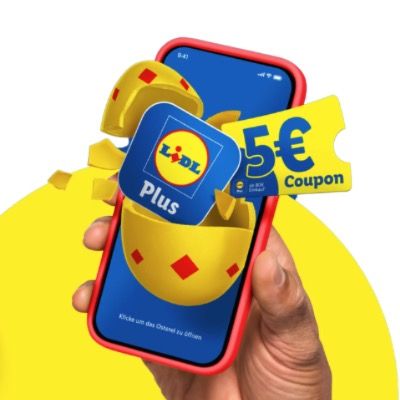 🛒💨 LIDL Plus App: 5€ Filial-Coupon mit 80€ MBW 🧨 am 30. März in der Ostereier-Suche