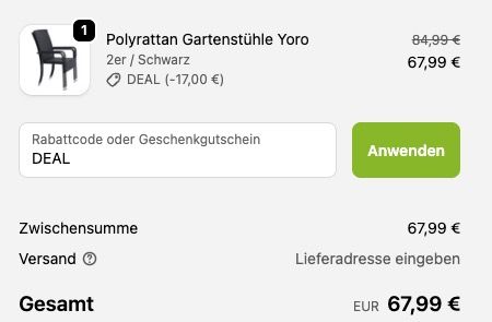 🏠 Juskys Yoro Gartenstuhl 2er Set mit Armlehnen aus Polyrattan für 63,99€ (statt 85€)