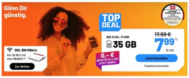 📱Sim.de Allnet Flat mit 35GB 5G für 7,99€ mtl. ➡️ oder Unlimited für 14,99€   auch monatlich kündbar