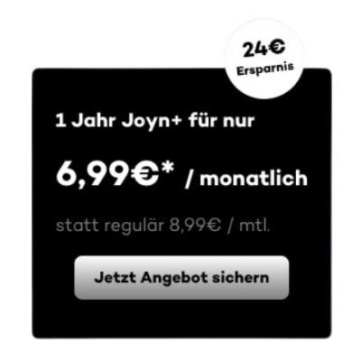 🌴 Joyn PLUS+ Jahresabo nur 6,99€ mtl. statt normal 8,99€ ➡️ mit 24€ Ersparnis!