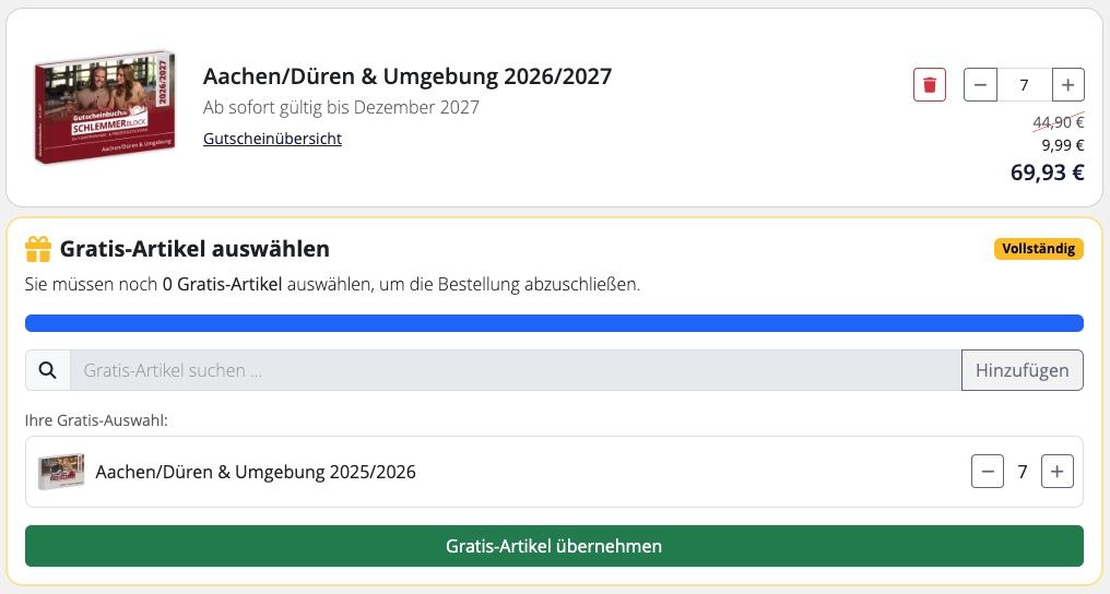 🥨 7x Schlemmerblock 2026 🍺 + 7x für 2027 🧨 für 69,93€ (statt 318€) 🥨 7x Schlemmerblock 2026 🍺 + 7x für 2027 🧨 für 69,93€ (statt 318€)