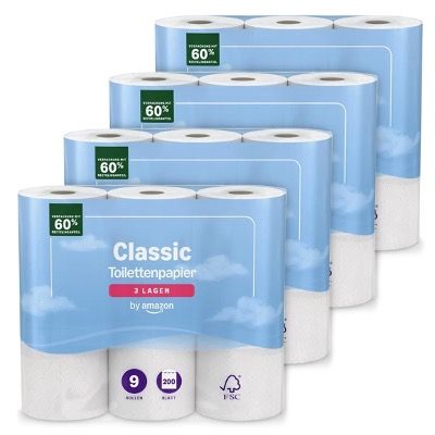 🧻 36 Rollen by Amazon Gestepptes, 3-Lagiges Toilettenpapier ab 12,18€ (statt 16€)