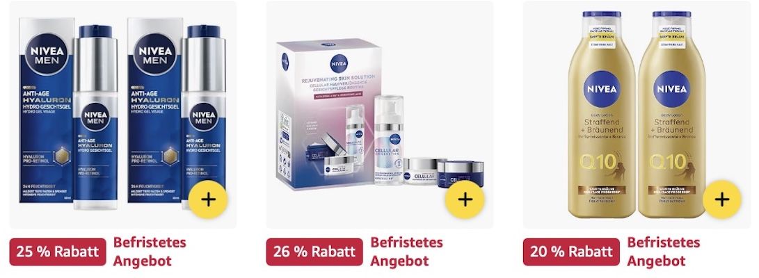 🔝🧴 Amazon: NIVEA Mega Sale z.B. Anti Age Hyaluron Feuchtigkeitscreme für 8€ (statt 13€)