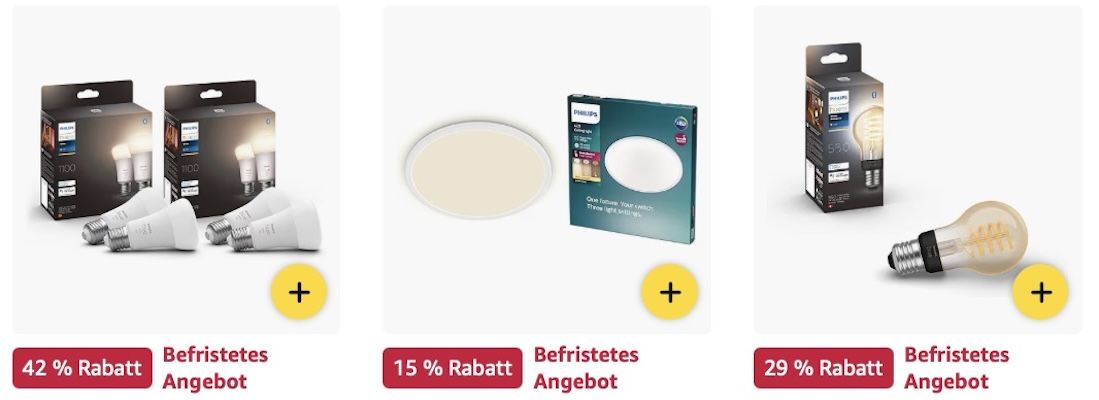 💡 Amazon: Philips Hue Leuchtmittel im Big Sale z.B. Philips Hue Starter Set für 145€ (statt 165€) 💡 Amazon: Philips Hue Leuchtmittel im Big Sale z.B. Philips Hue Starter Set für 145€ (statt 165€)