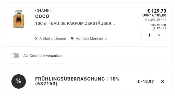 🌺 CHANEL Coco Eau de Parfum 100ml 🧨 für 116,76€ (statt 170€)