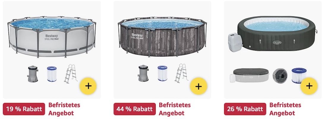 🔝🏖️ Amazon: Bestway & Intex Pools Big Sale z.B. Bestway Pool Set mit 366 x 100 cm für 187€ (statt 208€)