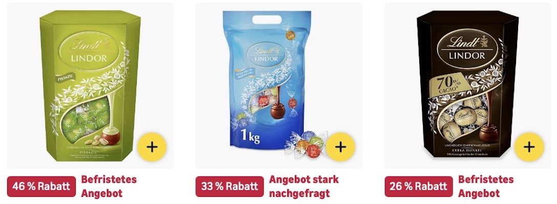 🤤🍫 Amazon: Lindt im Sale mit bis zu  46% z.B. 375g Cornet Kugeln Gold Mischung für 10€ (statt 12€)