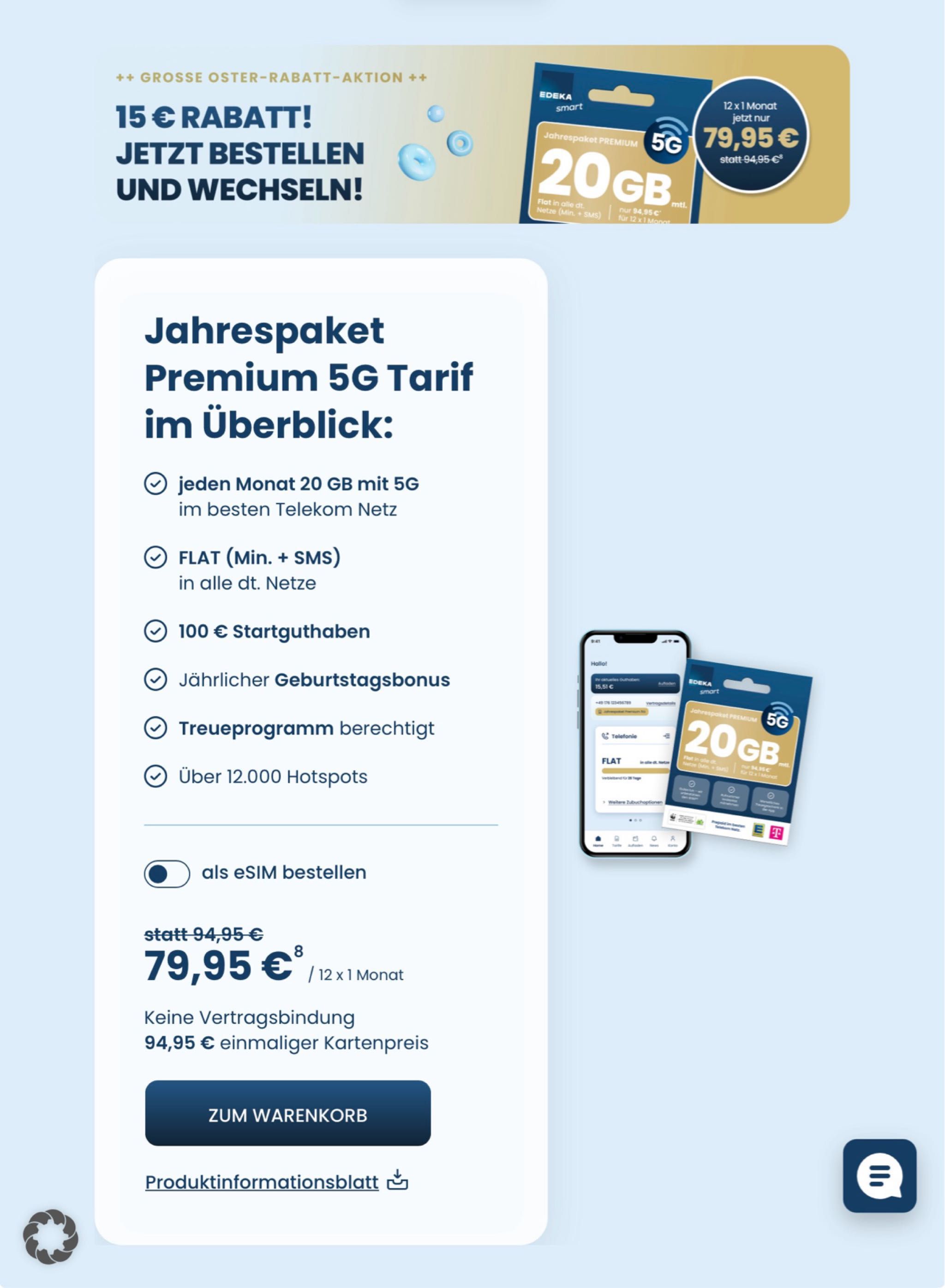 EDEKA Jahrespaket Premium 79,95 € statt 94,95 €