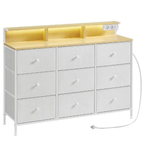 SONGMICS Kommode mit 9 Schubladen, LEDs & Steckdosen für 55,99€ (statt 70€)