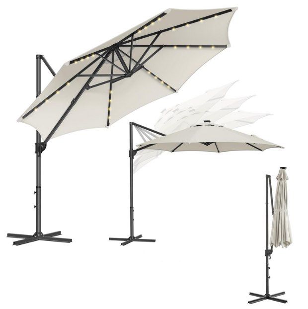 🌞 SONGMICS Sonnenschirm, 300 cm mit LEDs für 101,99€ (statt 135€)