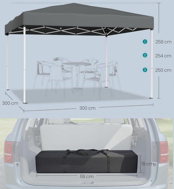 🎪 Schnell aufgebaut! SONGMICS Faltpavillon (3 x 3 m) für 67,99€ (statt 85€)