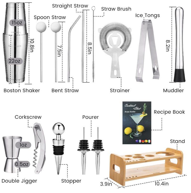 🍹 Godmorn Boston Cocktail Shaker Set mit viel Zubehör für 14,99€ (statt 30€)