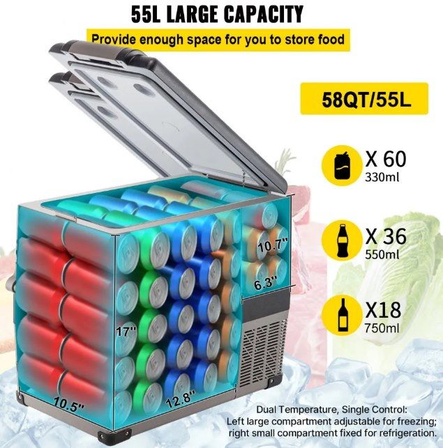 🧊 VEVOR Kompressor Kühlbox (55 L) mit 12 / 220V für 180,22€ (statt 196€)