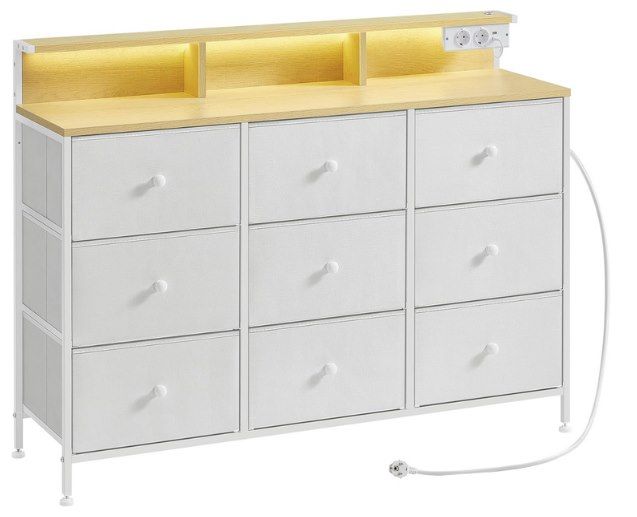 SONGMICS Kommode mit 9 Schubladen, LEDs & Steckdosen für 55,99€ (statt 70€)
