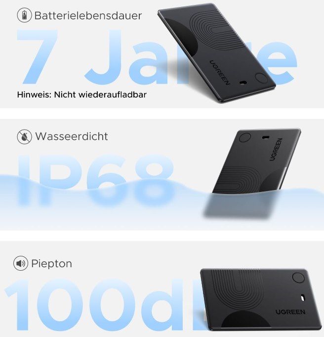 🔎💳 UGREEN FineTrack Slim (2. Gen) mit 7 Jahre Batterie für 14,99€ (statt 20€)   nur iOS