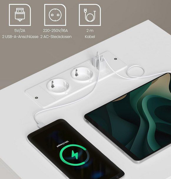 VASAGLE Nachttisch mit werkzeugloser Montage + Steckdose mit USB Ports für 38,99€ (statt 47€)