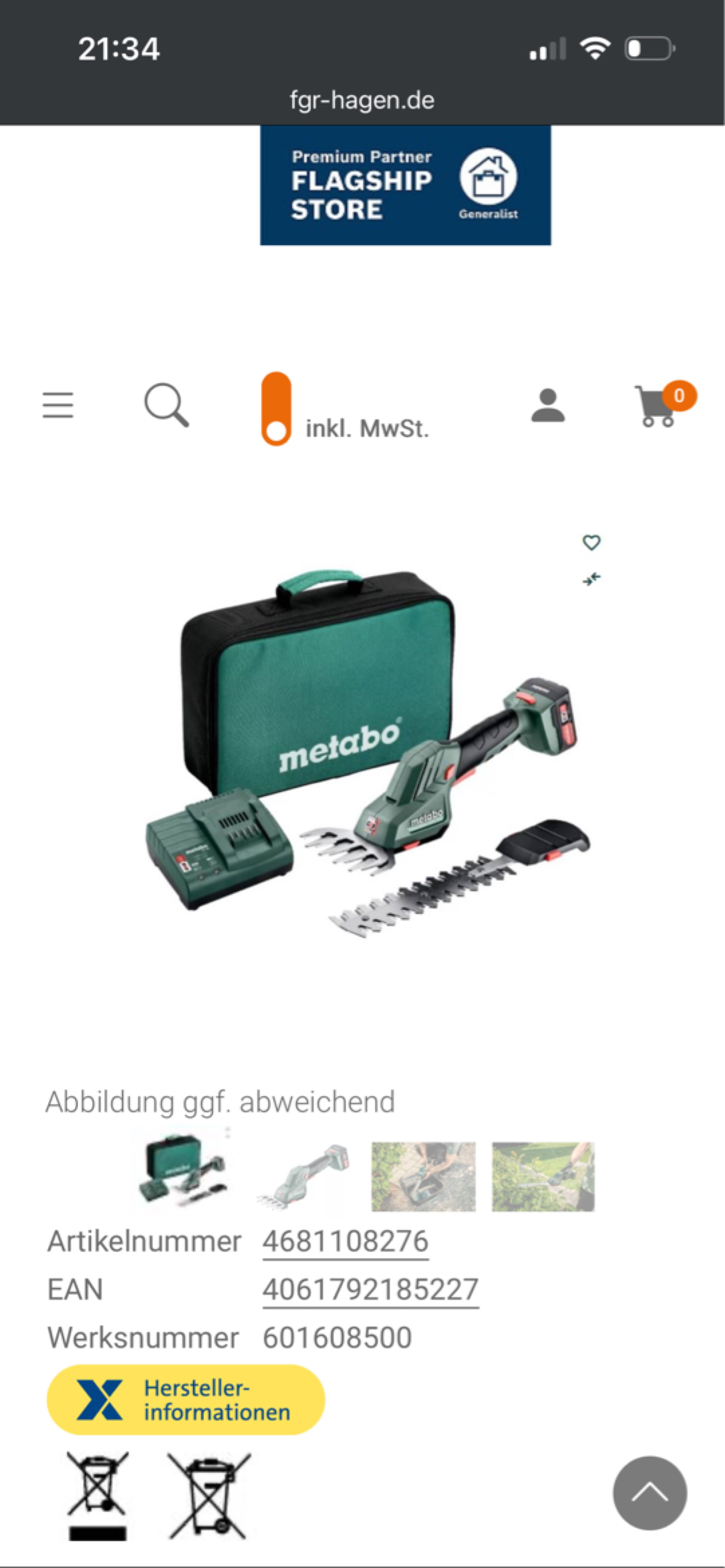 PowerMaxx Metabo Strauch- ubd Grasschere PowerMaxx Metabo Strauch ubd Grasschere