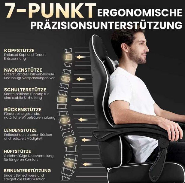 💺 Riftracer Gamingstuhl mit Fußstütze & max. 200kg für 94,99€ (statt 150€)