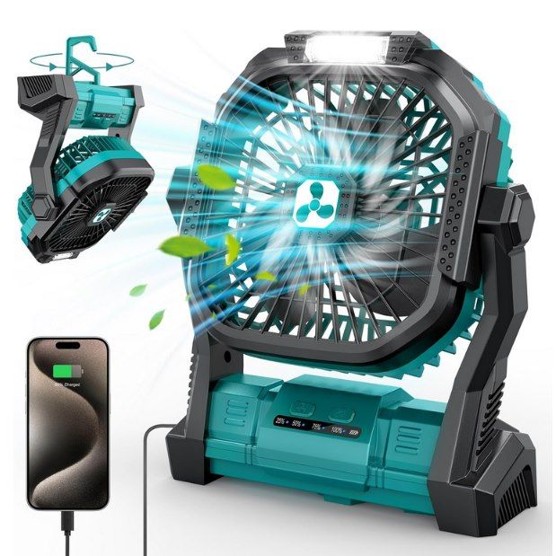 💨 PDBEST Akku Ventilator mit LED-Laterne, 20.000mAh für 20,99€ (statt 56€)