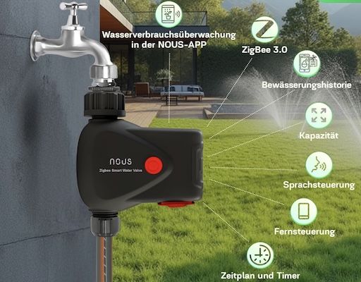 🚰 NOUS ZigBee Smart Wasserhahn Ventil, 3/4 für 15,98€ (statt 32€)