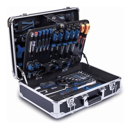 🛠️ Scheppach TB200 Aluminium Werkzeugkoffer gefüllt, 141-tlg. für 84€ (statt 99€)