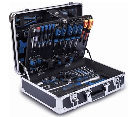 🛠️ Scheppach TB200 Aluminium Werkzeugkoffer gefüllt, 141 tlg. für 84€ (statt 99€)