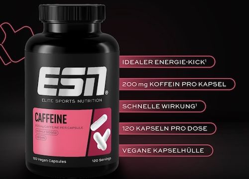 💊 120er Pack ESN Caffeine Caps Koffein Kapseln ab 7€ (statt 15€)