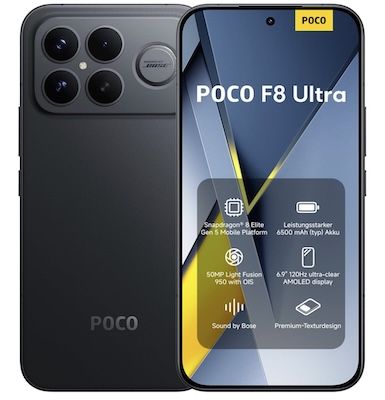 📱 Xiaomi POCO F8 Ultra (16/512 GB) mit Bose Lautsprecher ab 683,35€ (statt 739€)