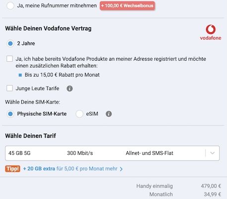 📱 Samsung Galaxy S26 Ultra (512GB) für 333,95€ + Vodafone Allnet 45GB 5G für 34,99€ mtl. + 500GB gratis