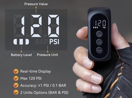 💨 Anoutway AT1 Pro elektrische Mini Fahrradpumpe, 120 PSI ab 27,39€ (statt 56€)