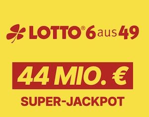 🤑 3 Lotto 6aus49 Felder für 0,10€ (statt 4,70€) 💰 Jackpot 44 Mio. ➡️ Höchster Jackpot der letzten 2 Jahre!