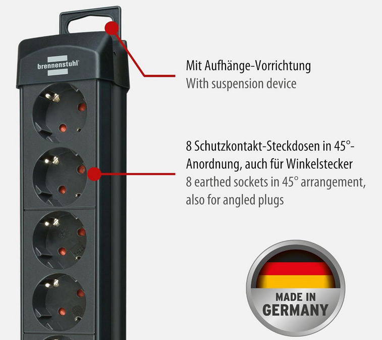 Brennenstuhl Premium Line 8 fach Steckdosenleiste ab 12,70€ (statt 18€)