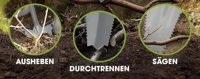 🪏 EASYmaxx Spaten  & Wurzelsäge mit Sägezähnen, 114cm für 25,94€ (statt 35€)